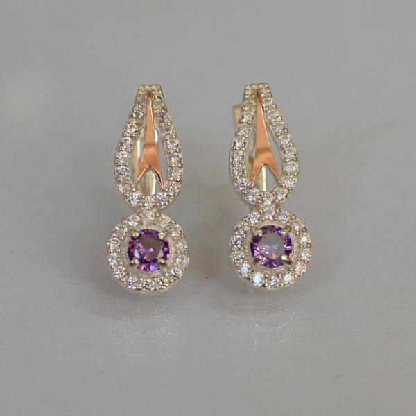 Срібні сережки з золотими пластинами