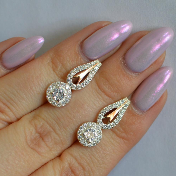 Срібні сережки з золотими пластинами