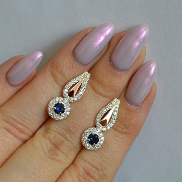 Срібні сережки з золотими пластинами