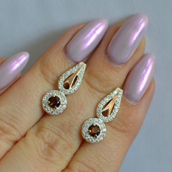 Срібні сережки з золотими пластинами