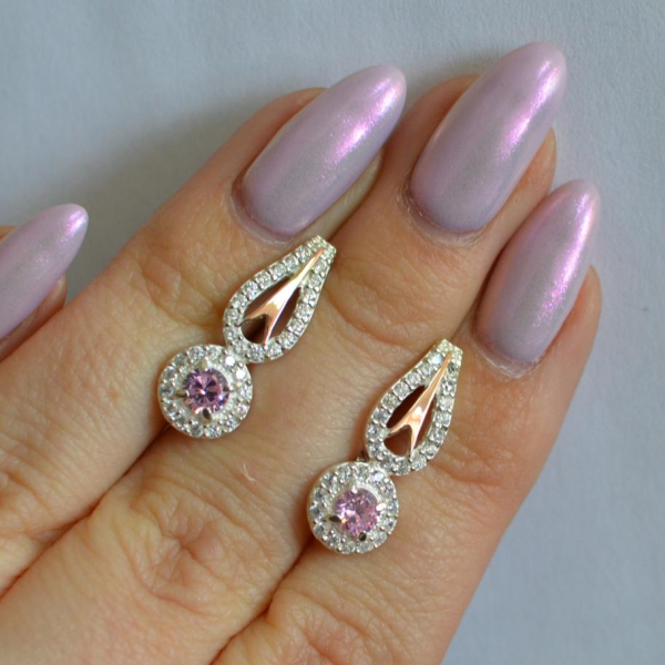 Срібні сережки з золотими пластинами