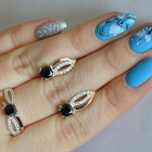 Срібний набір з золотими вставками