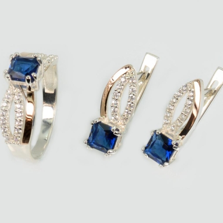 Срібний набір з золотими вставками