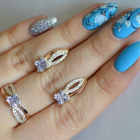 Срібний набір з золотими вставками