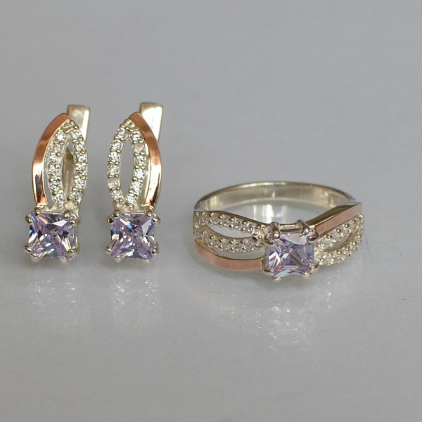 Срібний набір з золотими вставками