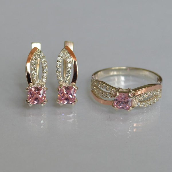 Срібний набір з золотими вставками