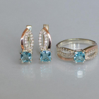 Срібний набір з золотими вставками