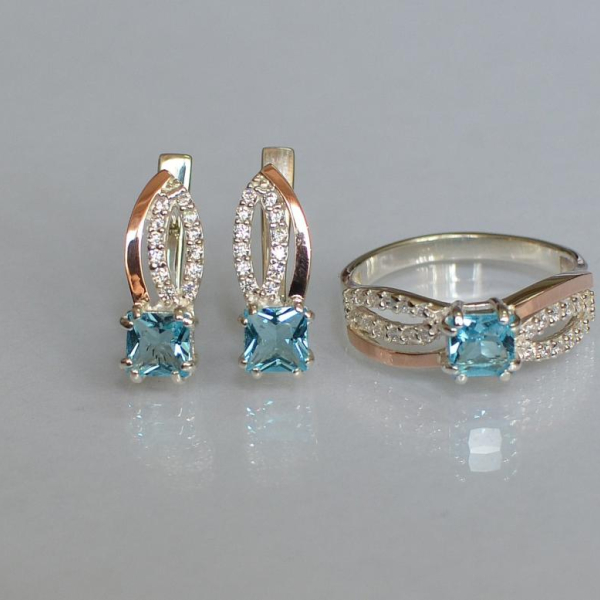 Срібний набір з золотими вставками