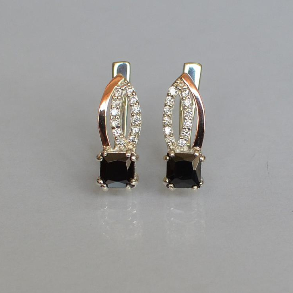 Срібні сережки з золотими вставками