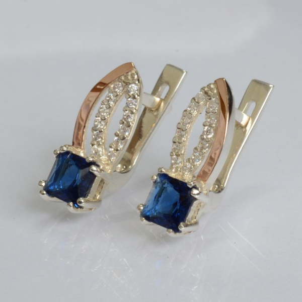 Срібні сережки з золотими вставками