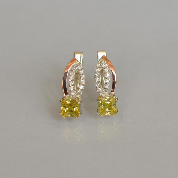 Срібні сережки з золотими вставками