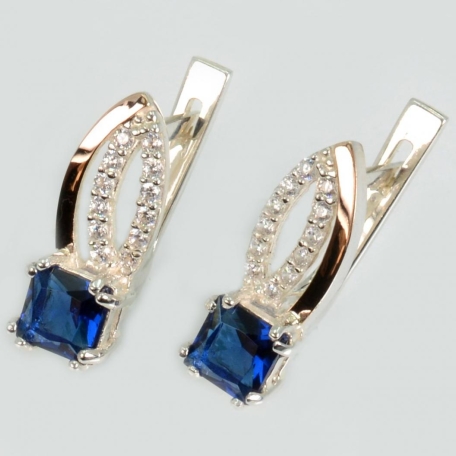 Срібні сережки з золотими вставками