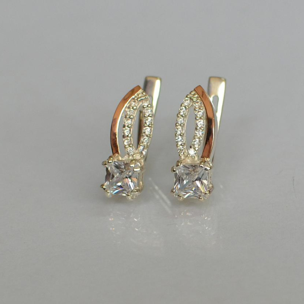 Срібні сережки з золотими вставками