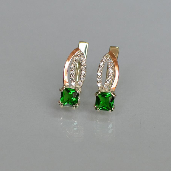 Срібні сережки з золотими вставками