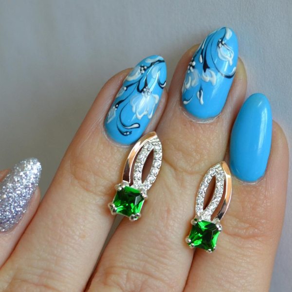 Срібні сережки з золотими вставками