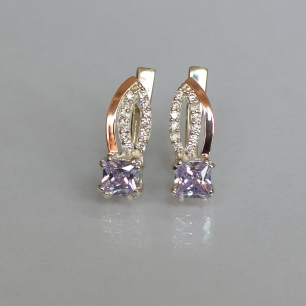 Срібні сережки з золотими вставками