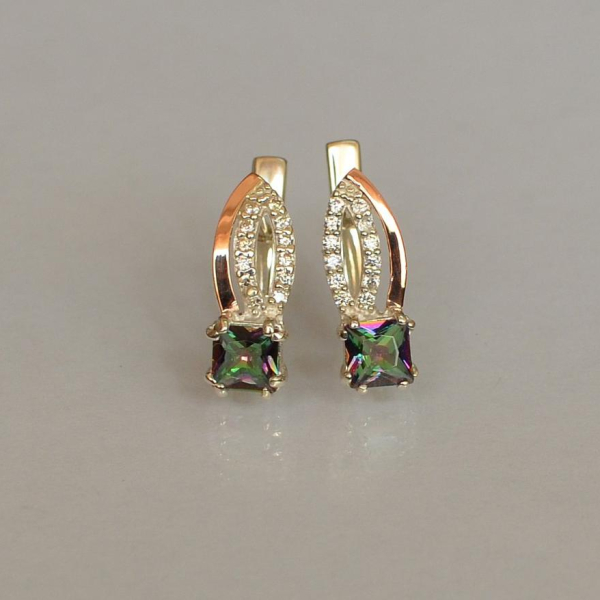 Срібні сережки з золотими вставками