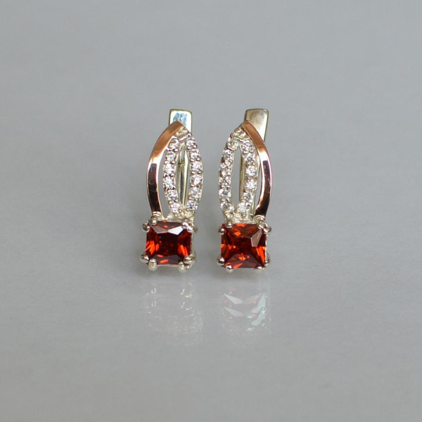 Срібні сережки з золотими вставками