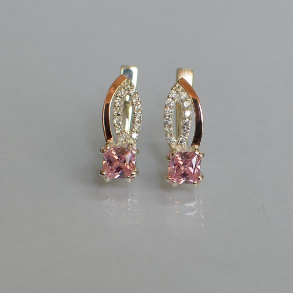 Срібні сережки з золотими вставками