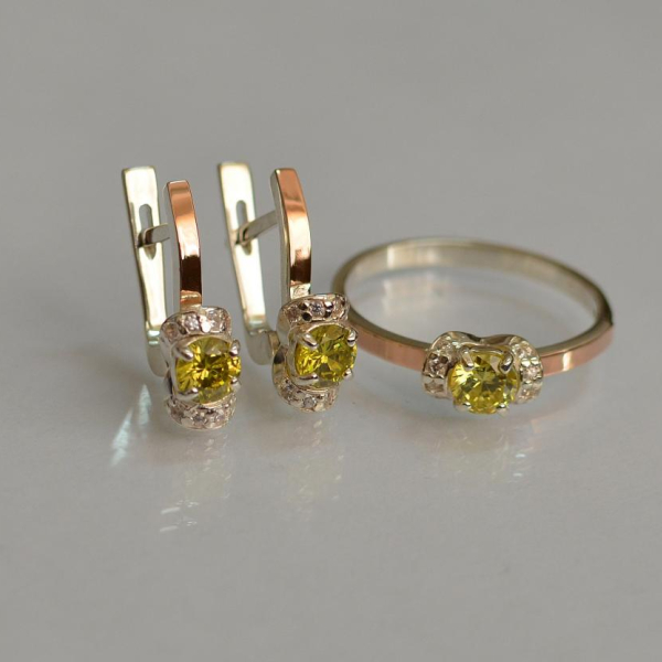 Срібний комплект з золотом