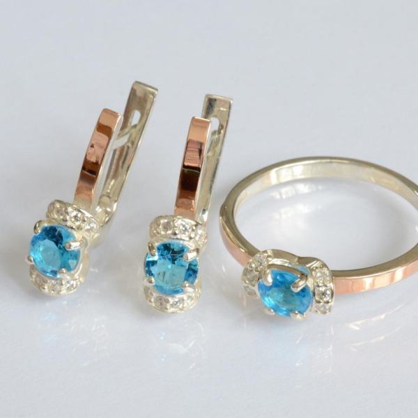 Срібний комплект з золотом