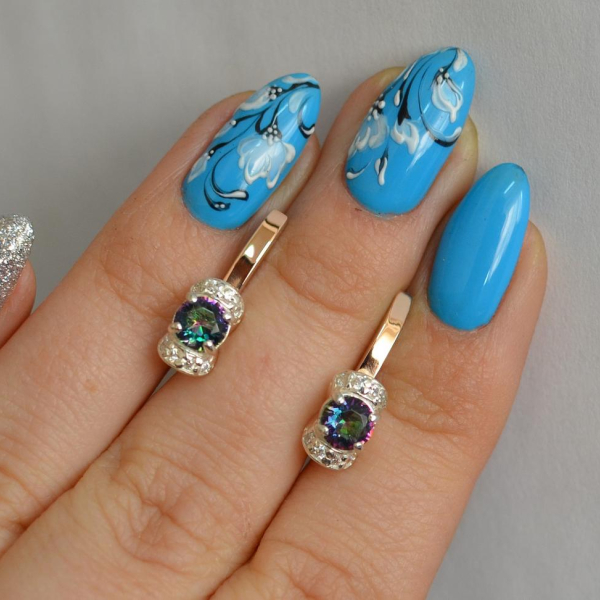 Срібні сережки з золотом