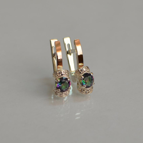 Срібні сережки з золотом