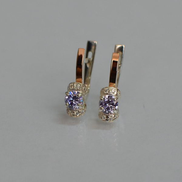 Срібні сережки з золотом