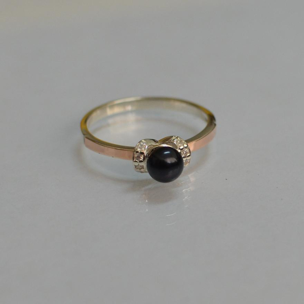 Срібна каблучка з золотими пластинами