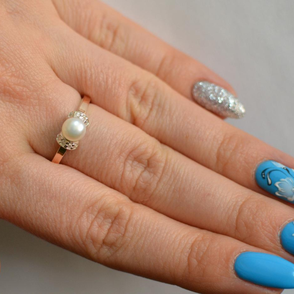 Срібна каблучка з золотими пластинами