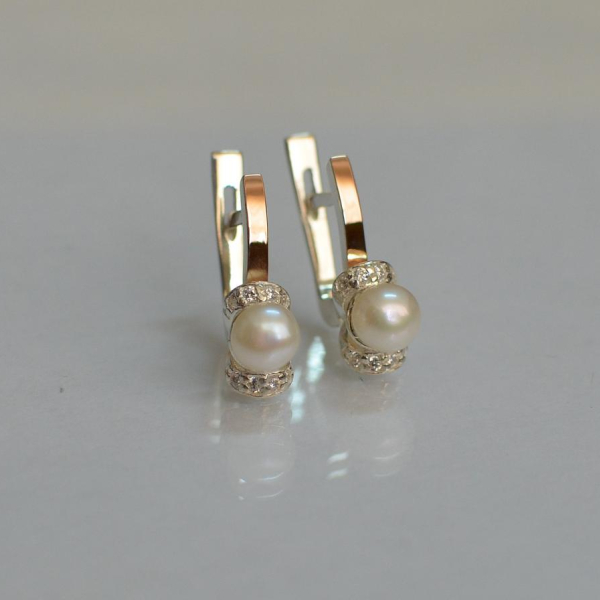 Срібні сережки з золотими пластинами