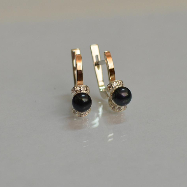 Срібні сережки з золотими пластинами