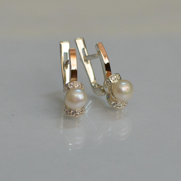 Срібні сережки з золотими пластинами