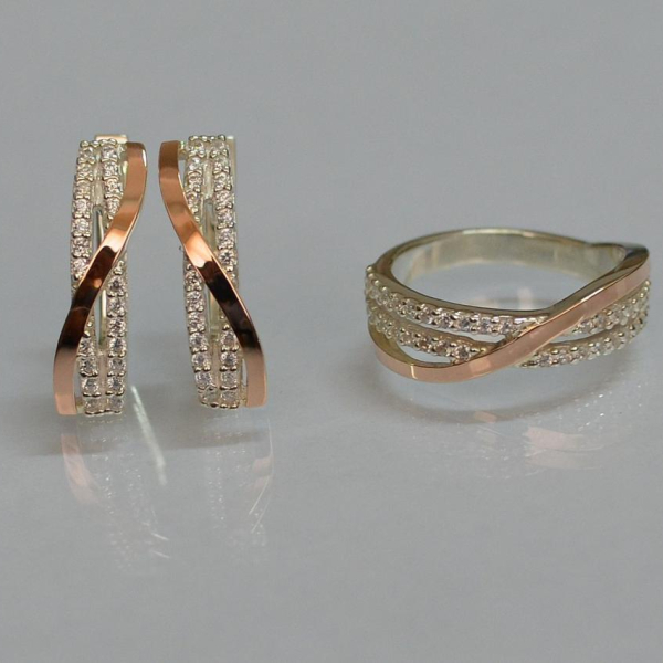 Серебряный комплект с золотыми пластинами