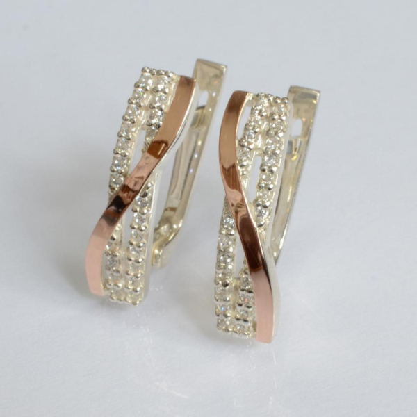 Срібні сережки з золотими накладками