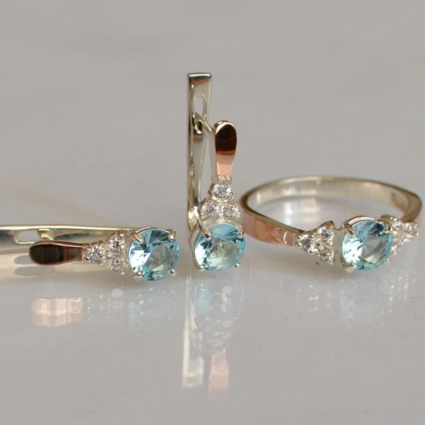 Серебряный гарнитур с золотом