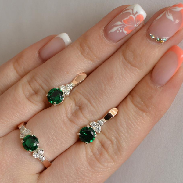 Серебряный гарнитур с золотом