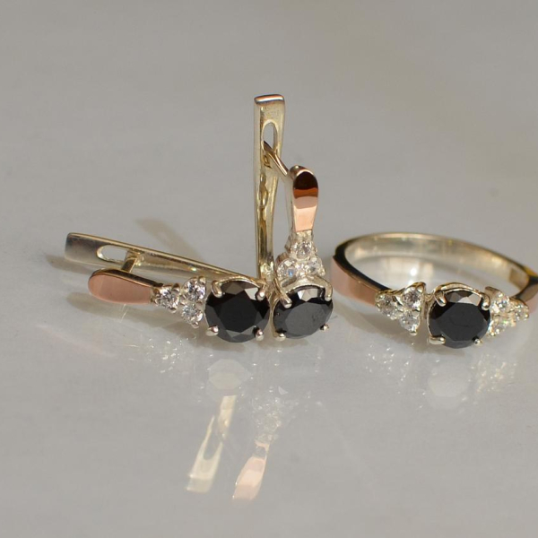 Серебряный гарнитур с золотом