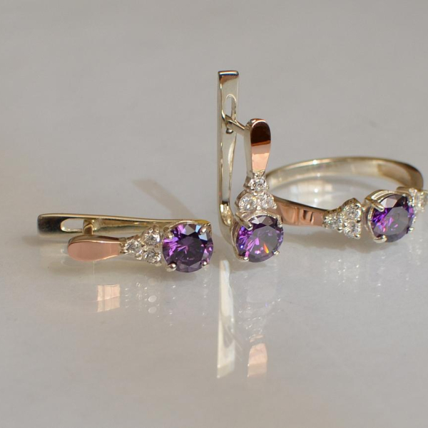 Серебряный гарнитур с золотом