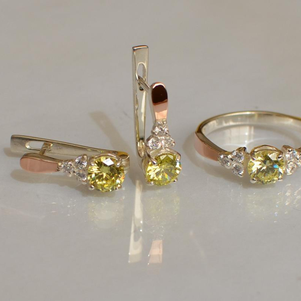 Серебряный гарнитур с золотом