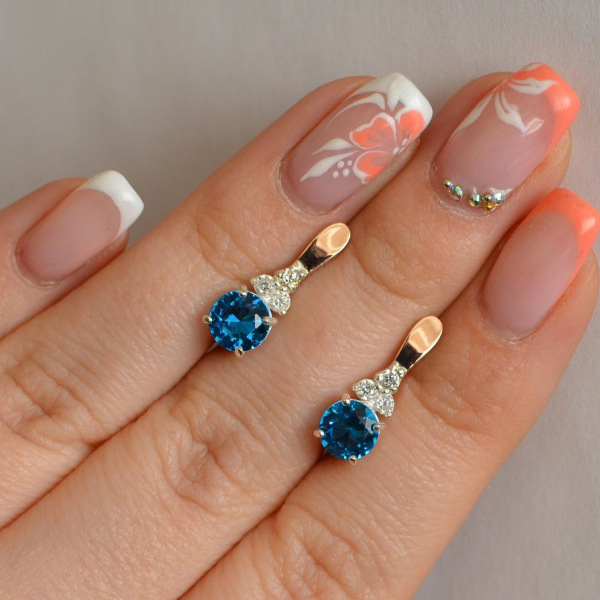 Срібні сережки з золотом