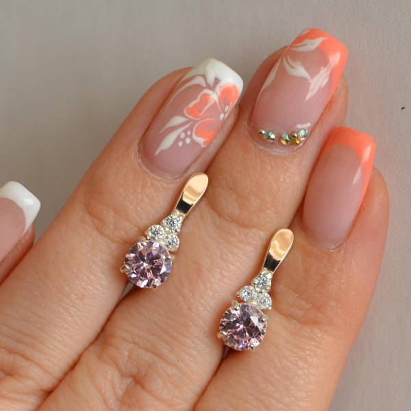 Срібні сережки з золотом