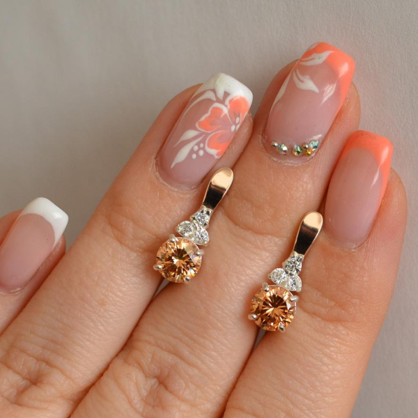 Срібні сережки з золотом