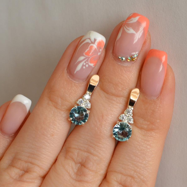 Срібні сережки з золотом