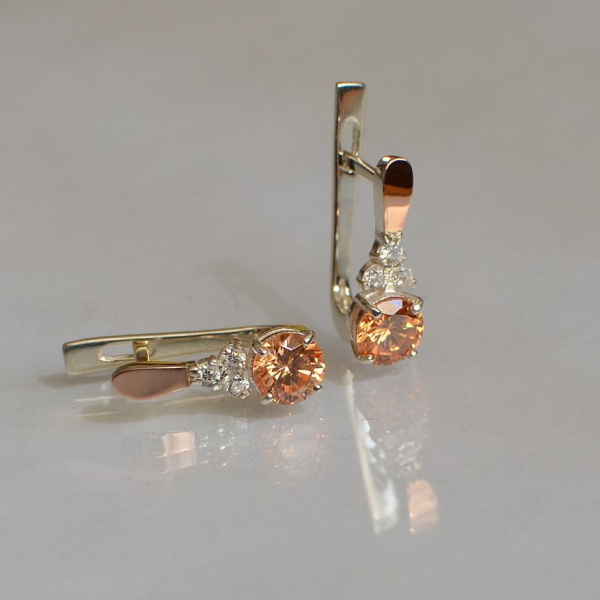 Срібні сережки з золотом