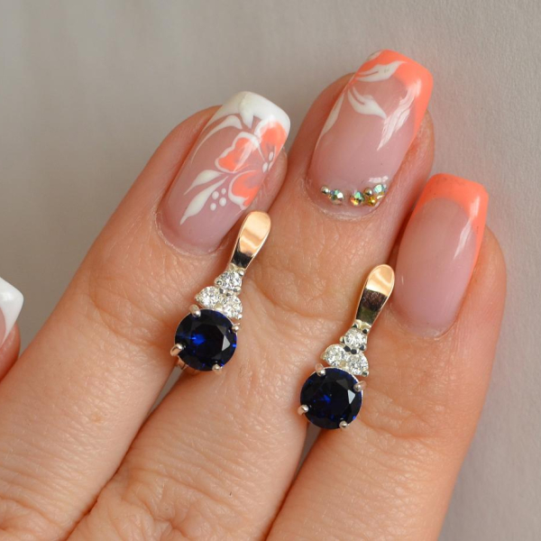 Срібні сережки з золотом