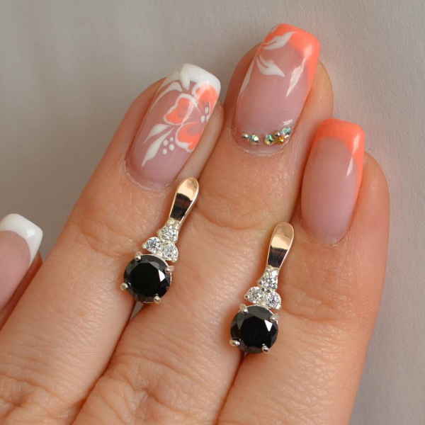 Срібні сережки з золотом