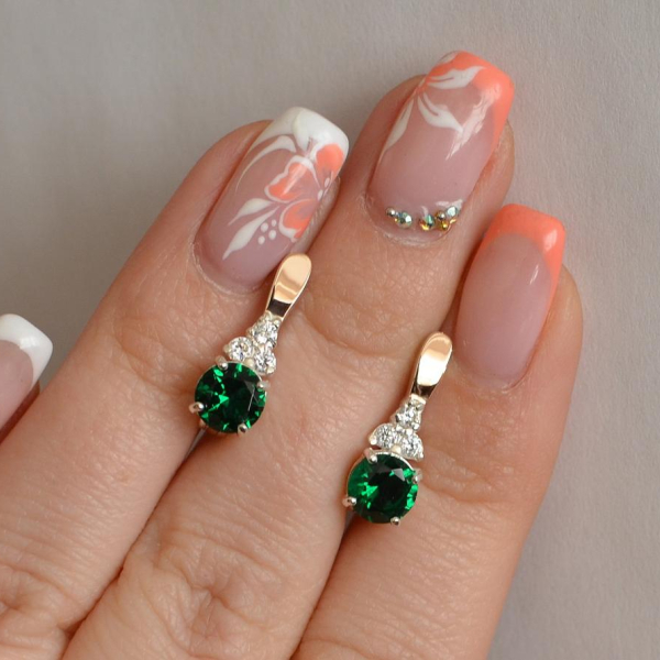 Срібні сережки з золотом