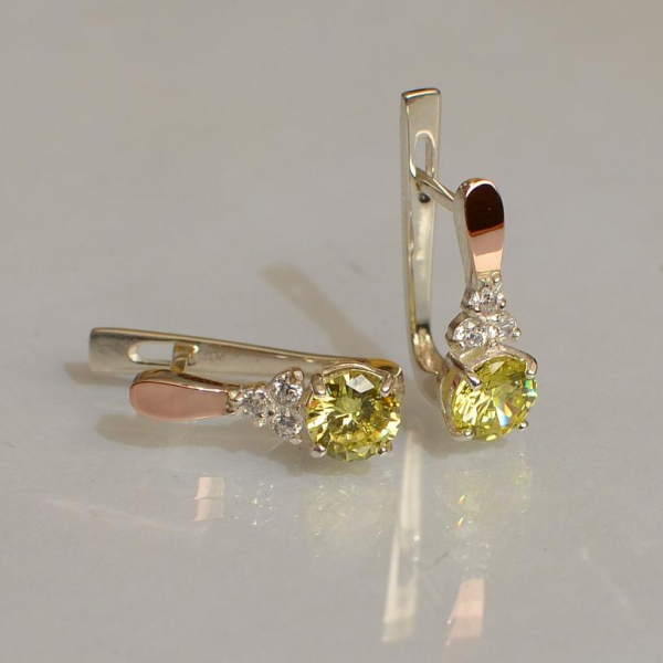 Срібні сережки з золотом