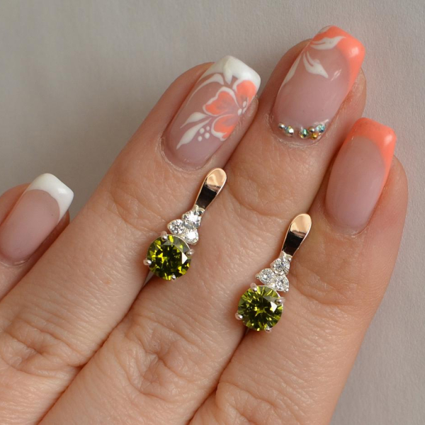 Срібні сережки з золотом